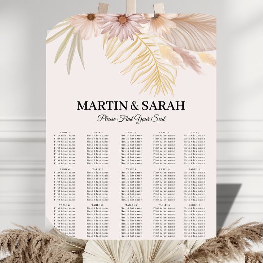 Plan de table de mariage botanique boho neutre