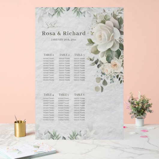 Plan de table de mariage botanique pastel romantiq (Mariage)