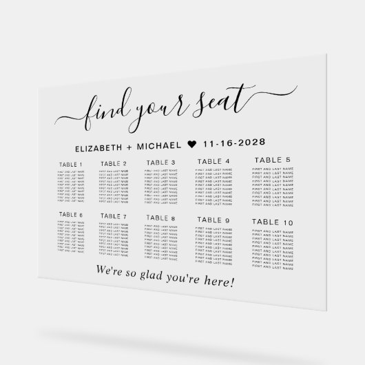 Plan de table de mariage chic pour 10 tables (Angle)