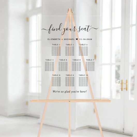Plan de table de mariage chic pour 10 tables