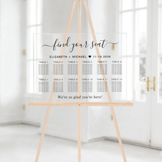 Plan de table de mariage chic pour 12 tables