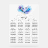 Plan de table de mariage coeur abstrait bleu viole (Recto)