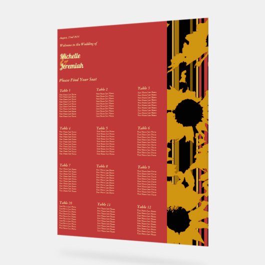 Plan de table de mariage Coucher de soleil Tournes (Angle)