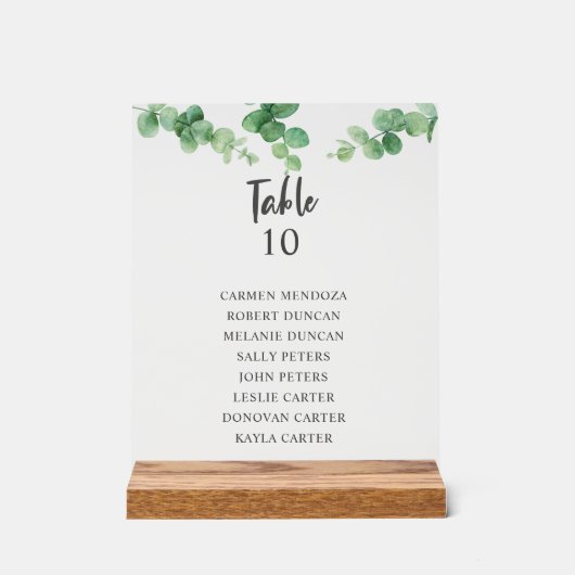 Plan de table de mariage élégant au eucalyptus (Recto)