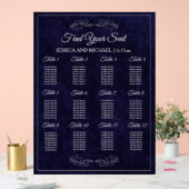 Plan de table de mariage élégant bleu marine (Mariage)