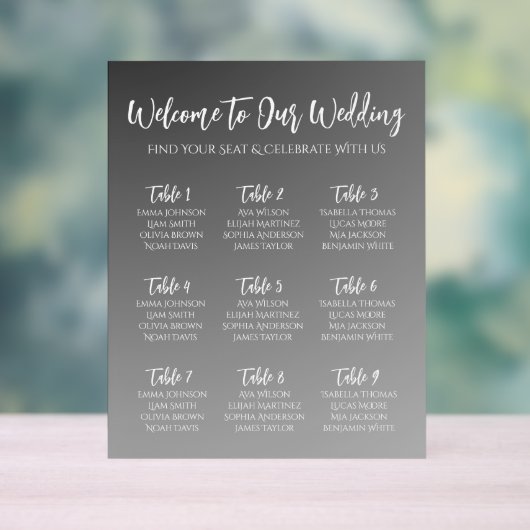 Plan de table de mariage élégant noir et blanc (Neutre)