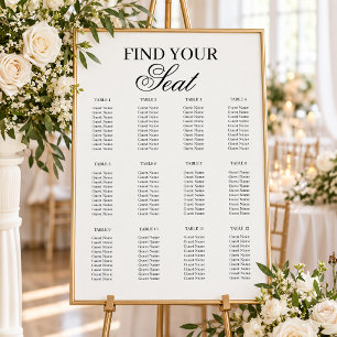Plan de table de mariage élégant noir et blanc