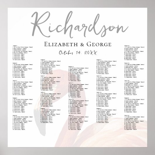 Plan de table de mariage Flamingo Poster (Devant)