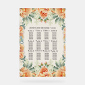 Plan de table de mariage floral blanc pêche et ver (Recto)