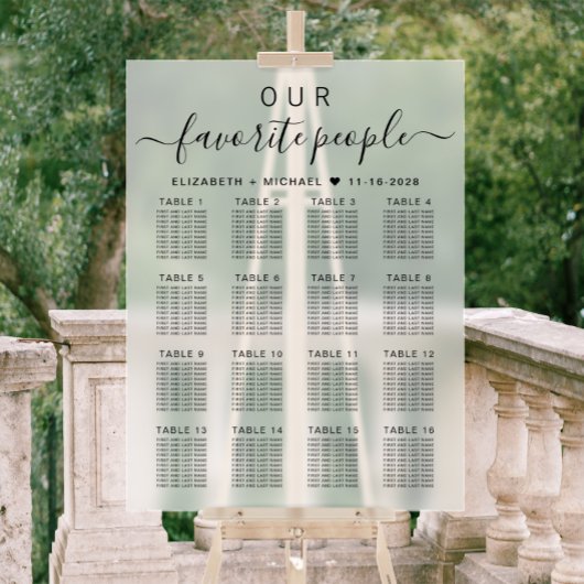 Plan de table de mariage gelé pour 16 personnes pr