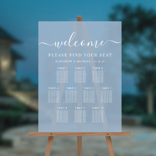 Plan de table de mariage moderne 10 tables bleu po