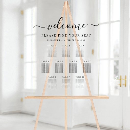 Plan de table de mariage moderne à 10 tables trans