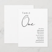 Plan de table de mariage moderne, carte minimalist (Devant / Derrière)