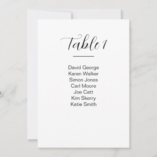 Plan de table de mariage moderne numéro de table (Devant)