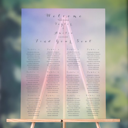 Plan de table de mariage ombré pour 12 tables (Neutre)