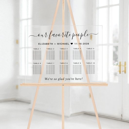 Plan de table de mariage pour 10 tables avec les p