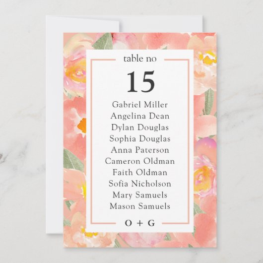 Plan de table d'été carte de sièges fleur rose de (Devant)