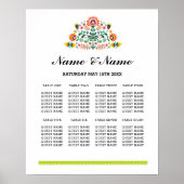 Plan de table Fiesta Poster du jour de mariage 8 p (Devant)