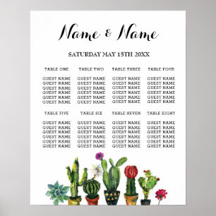 Plan de table Fiesta Poster Mariage 8 Cactus assis