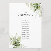 Plan de table floral à numéros de table en verdure (Dos)