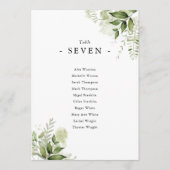 Plan de table floral à numéros de table en verdure (Devant)