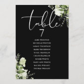 Plan de table floral avec verdure Numéro de table (Dos)