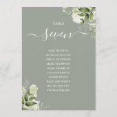 Plan de table floral vert sauge numéro de table (Dos)