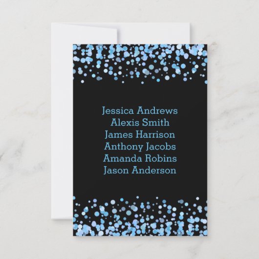 Plan de table numéro de table Confetti Bleu Clair (Dos)