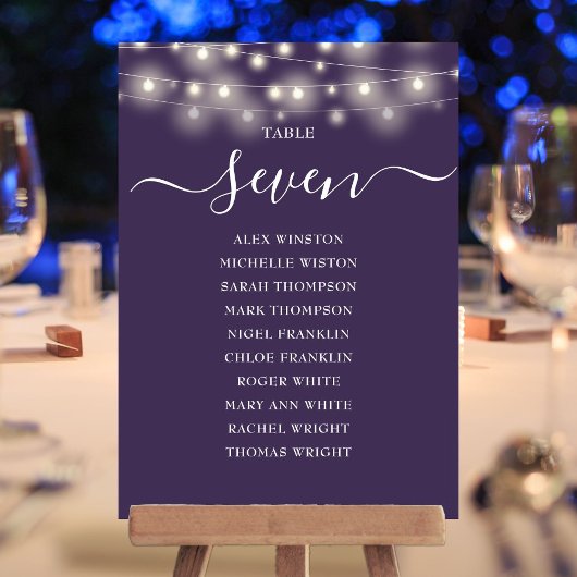 Plan de table numéro de table Guirlande lumineuse