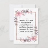 Plan de table numéro de table Rose Gold et Blush (Dos)