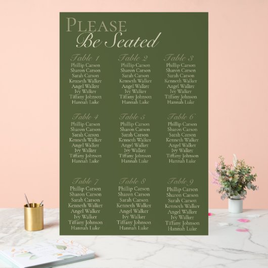 Plan de table Olive & Beige 9 (Mariage)