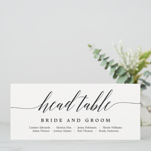 Plan de table tête de table carte - Écriture moder (Debout devant)