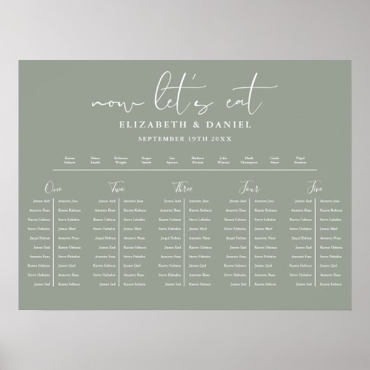 Plan de table vert sauge Mariage Tableau de sièges (Devant)