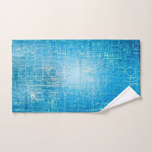Plan de technologie cybernétique - Bleu électrique (Serviette à main)