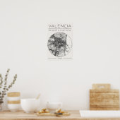Plan de ville de Valence Affiche Charbon Minimals (Cuisine)