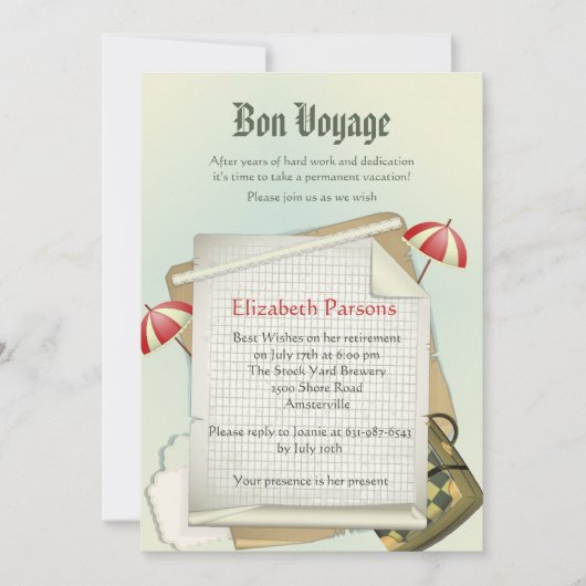 Plan de voyage Invitation de la partie de retraite (Devant)