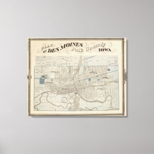 Plan Des Moines, Polk County, Iowa Canvas Afdruk