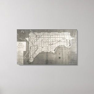 Plan Directeur de la Ville des Cayes, 1789 Canvas Afdruk