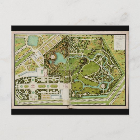 Plan du jardin et chateau de la Reine Briefkaart (Voorkant)