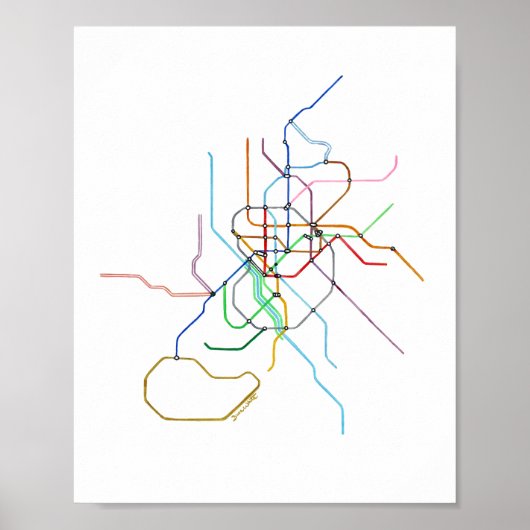 Plan du métro de Madrid Espagne Impression d'art (Devant)