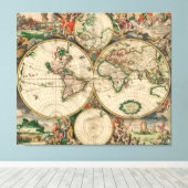 Plan du monde Vintage de toile 1689 (Insitu (Plancher de Bois))