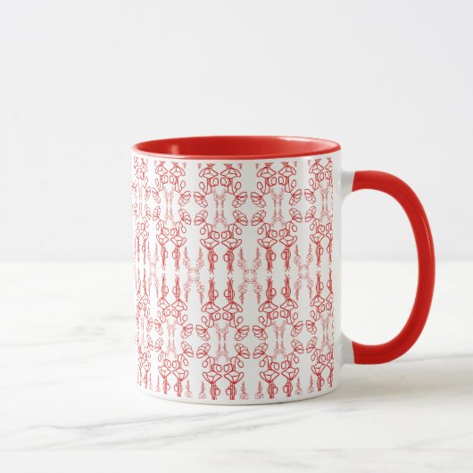Plan du pavot, rouge sur blanc Ringer Coffee Mug (Droite)