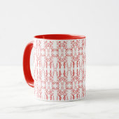 Plan du pavot, rouge sur blanc Ringer Coffee Mug (Devant gauche)