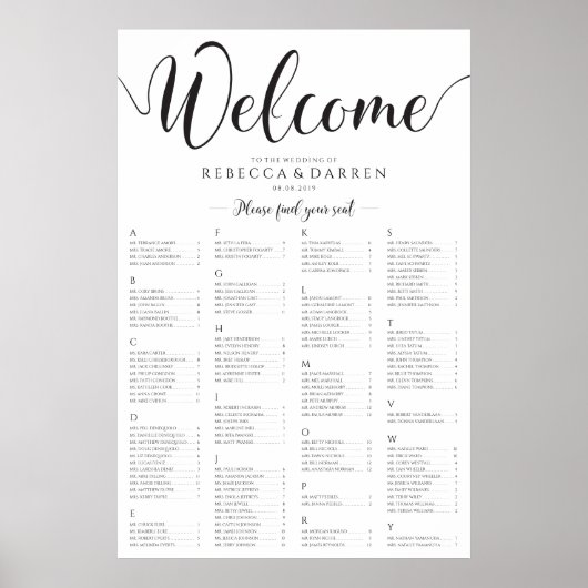 Plan du tableau Mariage du tableau de sièges alpha (Devant)