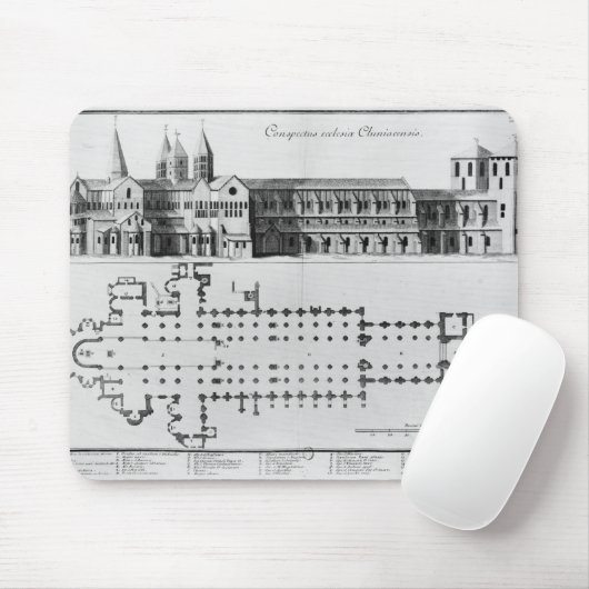 Plan en verhoging van Cluny Abbey Muismat (Met muis)