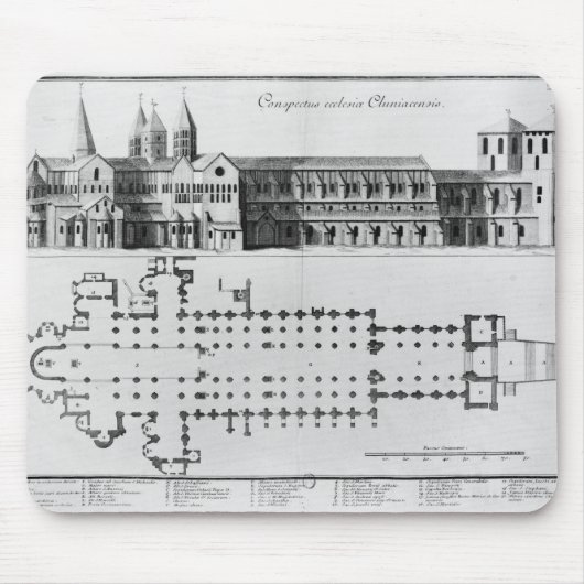 Plan en verhoging van Cluny Abbey Muismat (Voorkant)