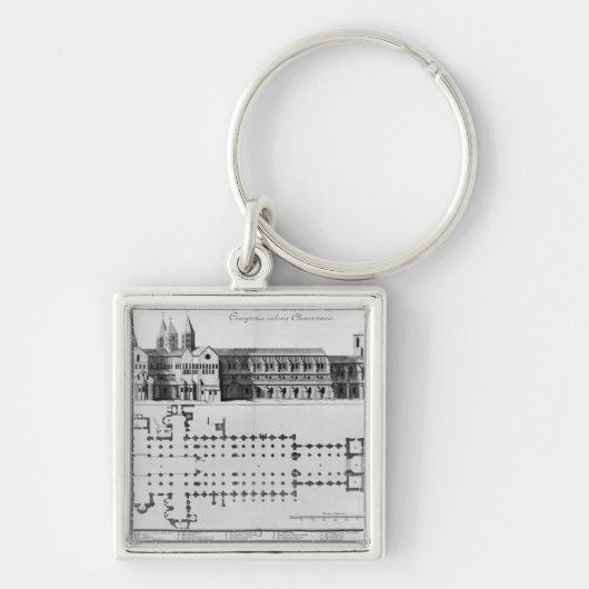 Plan en verhoging van Cluny Abbey Sleutelhanger (Voorkant)