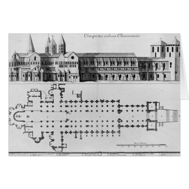 Plan et altitude d'abbaye de Cluny (Devant horizontal)