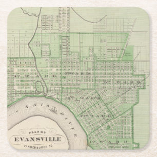 Plan Evansville, Vanderburgh Co. Vierkante Kartonnen Onderzetter