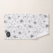 Plan floral esquissé Motif gris/noir ID939 (Serviette à main)